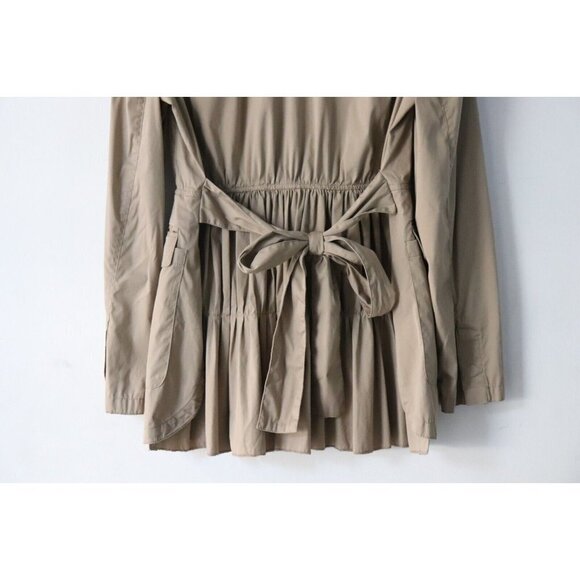 Prada Womens Size 44 Medium Beige Jacket Belted Cotton Button Down Collared Coat - Picture 6 of 9